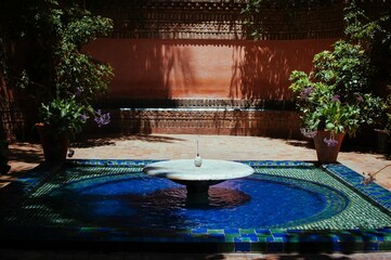 Architecture of the exterior of the old building in Morocco.