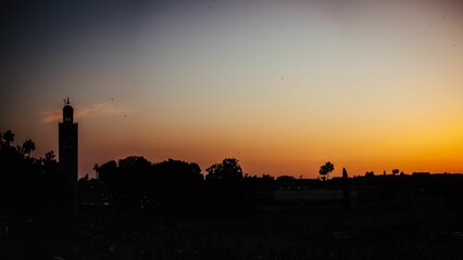 Tower during the sunset in Morocco.