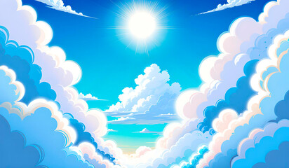 Blue Sky Clouds Anime Style Background