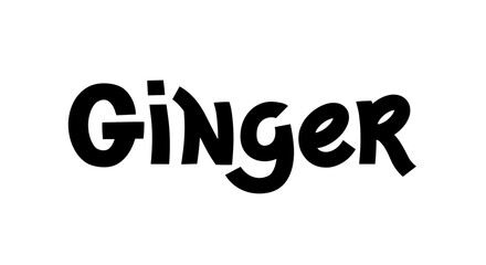 Ginger vector hand written text. Kitchen healthy herbs and spices for cooking. Simple script lettering. Handwriting for banner, poster, product label.