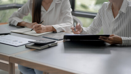 Confident business working woman  working together. Creative female executives meeting in startup office.