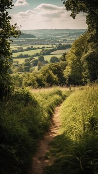 Photograph of a beautiful view of the Cotswolds from a hill