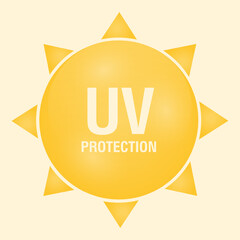 Sun protection futuristic glowing vector illustration on light background. Bubble shield from ultraviolet light. Solar protection screen from UV radiation