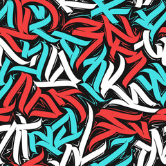 Obraz premium Abstract seamless pattern of calligraphic ornaments, graffiti curves.