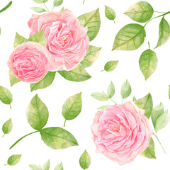 Pink Roses watercolor Romantic pattern Printable design