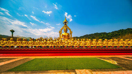 Nakhon Nayok, March 05, 2023. Makha Bucha Park, religious place havin 1250 buddha statues to...