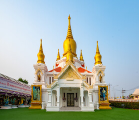 Nakhon Pathom, March 11, 2023.  Wat Rai Khing, a civilian monastery built in 1791, The Buddha image features Chiang Saen style, assumed to be built by Lanna Thai and Lan Chang craftsmen. Temple