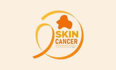 Skin cancer awareness month is observed every year in may. May is melanoma and skin cancer awareness month. Vector template for banner, greeting card, poster with background. Vector illustration.