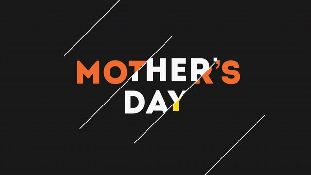 Mothers Day with lines pattern on black gradient, motion abstract holidays, retro and family style background