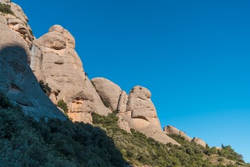 Fototapeta premium Ridge of the rocky mountains of montserrat on the outskirts of the city of Barcelona, Spain.