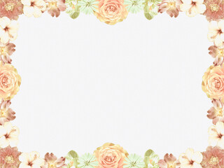 nostalgic sympathy background with flower frame, pale colors, and copy space