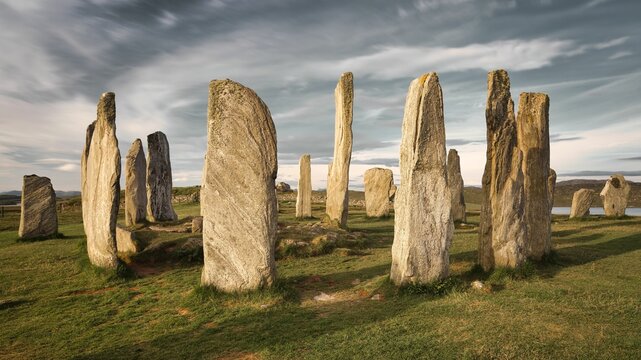Beautiful shot of the historic Callanish Standing Stones on the Isle of Lewis, Scotland, UK