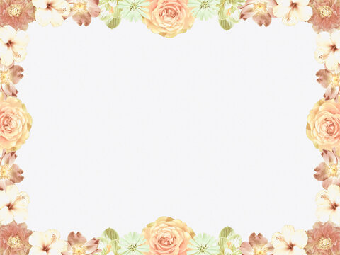 Nostalgic Sympathy Background With Flower Frame, Pale Colors, And Copy Space