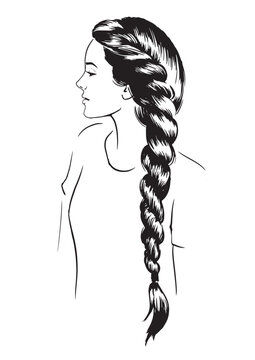 Fashion Illustration Girl Heathy Long Hairstyle