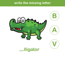write the missing letter,illustration, vector