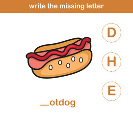 write the missing letter,illustration, vector