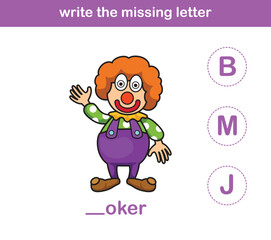 write the missing letter,illustration, vector
