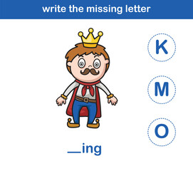 write the missing letter,illustration, vector