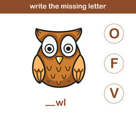 write the missing letter,illustration, vector