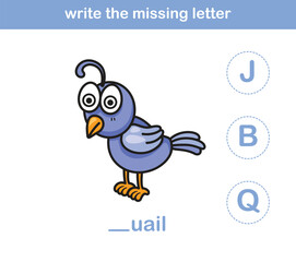 write the missing letter,illustration, vector