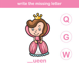 write the missing letter,illustration, vector