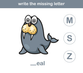 write the missing letter,illustration, vector