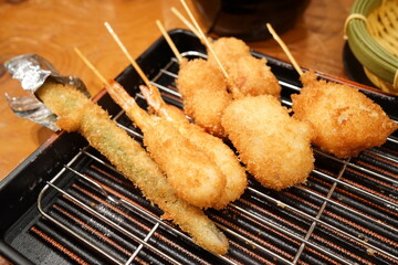 Japanese Food, Kushikatsu or Kushiage, Deep Fried Skewer, Famous Food in Osaka - 日本料理 大阪 串カツ