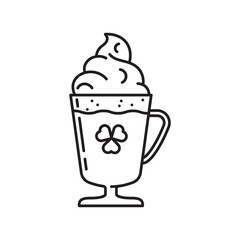 Glass of Irish Coffee vector line icon