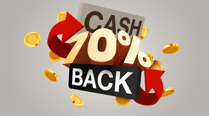 Cashback 70 percent icon isolated on the gray background. Cashback or money back label.