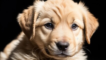 golden retriever puppy on a gray background