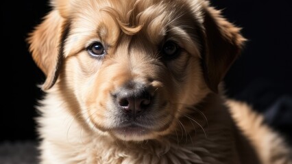 Fototapeta premium golden retriever puppy on a gray background