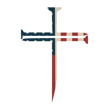 Nail Cross Christian Nail Cross USA flag Vector illustrator