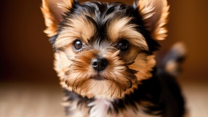 yorkshire terrier  on a gray background