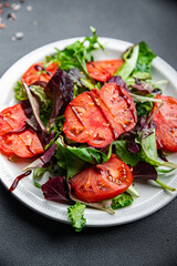 tomato salad ready to eat healthy meal food snack on the table copy space food background rustic top view keto or paleo diet veggie vegan or vegetarian food