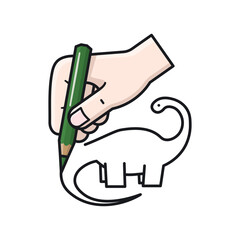 Hand drawing a dinosaur isolated vector illustration for Draw A Dinosaur Day on January 30