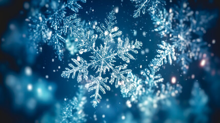 Fototapeta na wymiar Abstract winter background with snowflakes, generative AI.