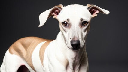 whippet on gray background