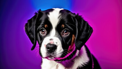 Beagle puppy on purple background