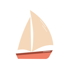 Sailboat flat vector illustration on white background