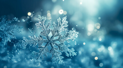 Fototapeta na wymiar Abstract winter background with snowflakes, generative AI.