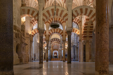 Fototapeta na wymiar Interior of Mosque–Cathedral of Cordoba (Mezquita). Cathedral of Our Lady of the Assumption. Great Mosque of Cordoba, Spain