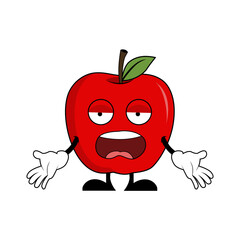Angry Apple Fruit Cartoon Character. Suitable for poster, banner, web, icon, mascot, background