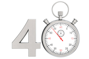 Metal stopwatch isolated for number 40