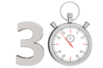 Metal stopwatch isolated for number 30