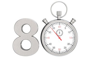 Metal stopwatch isolated for number 80