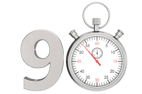 Metal stopwatch isolated for number 90