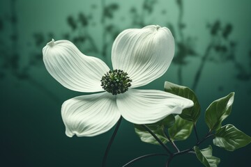 Fototapeta na wymiar Flowering Dogwood Flower on Green Tileable Background Wallpaper Generative AI Illustration