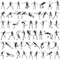 Silhouettes of skull poses with a large collection of motion poses