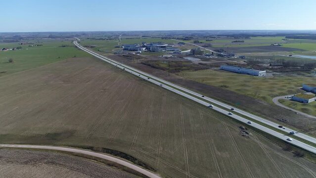 Aerial panorama of e22 and ess research institute outside Lund, sk&aring;ne Sweden