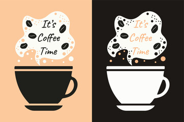 Coffee design poster mockup. Vector illustration in different colors, design for a banner, poster, card. Design elements.